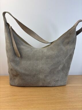 Margot New York Gabi Maxi Light Gray Soft Suede Hobo Bag